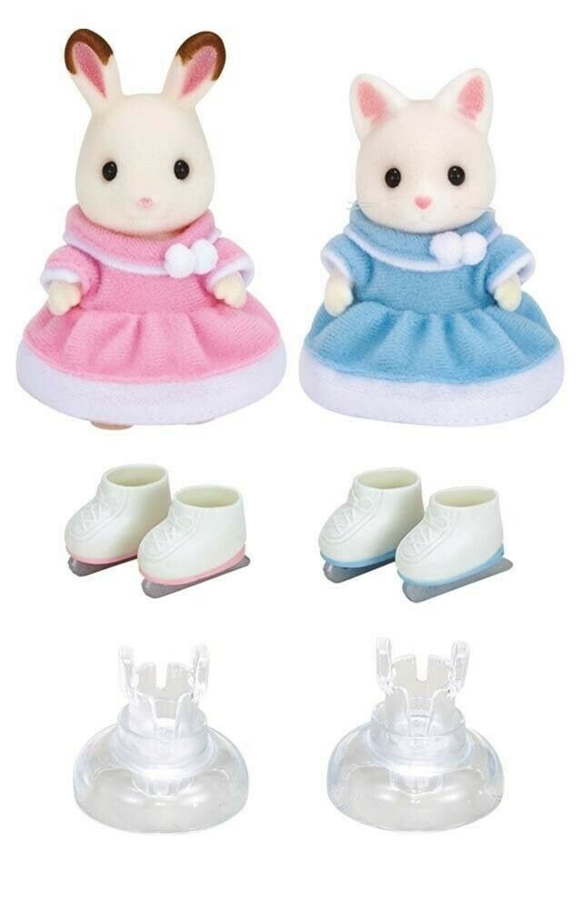 New! 5258 Sylvanian Families Ice Skating Friends Rabbit & Cat Set Girls Age 3+