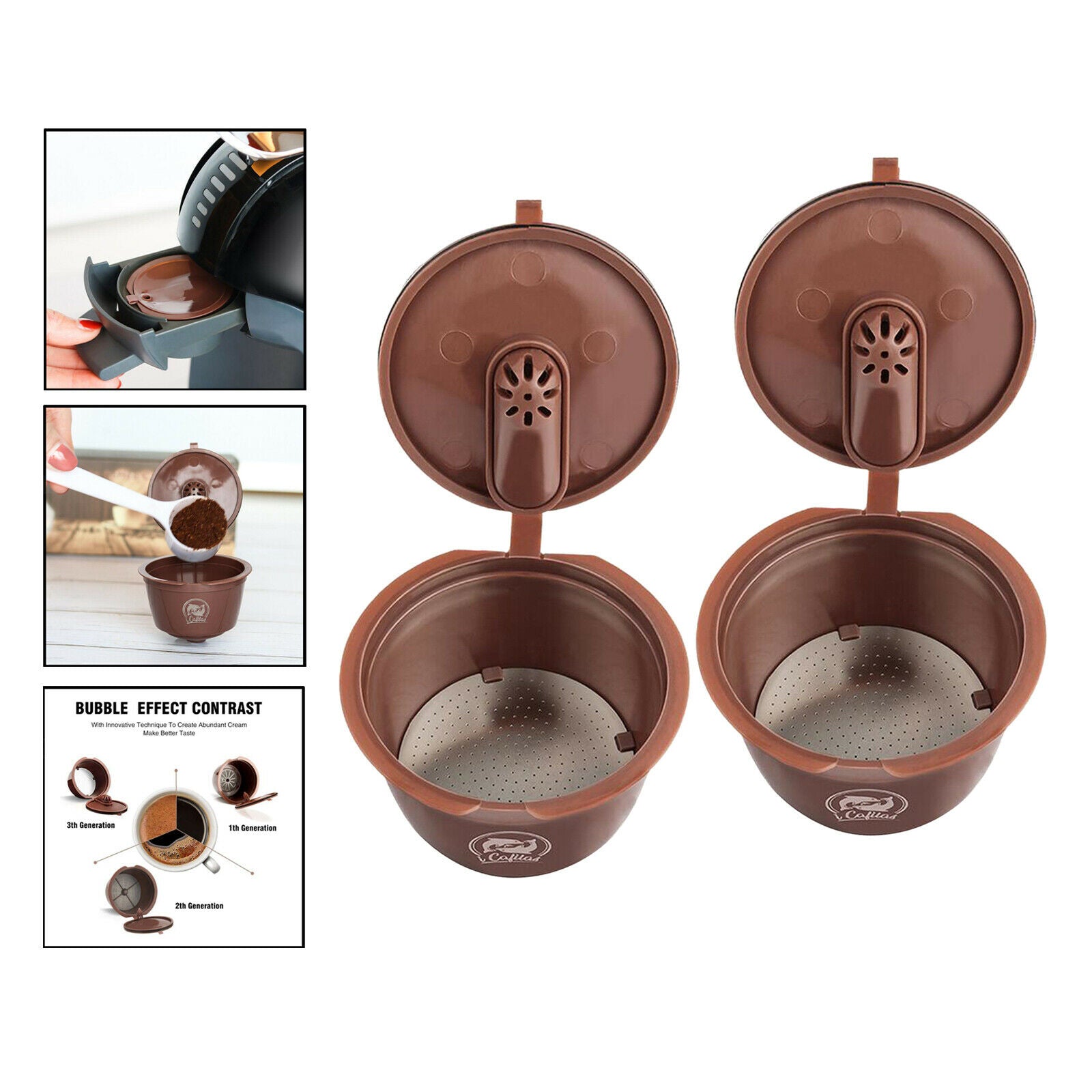 2pcs Household Refillable Coffee Capsule Pod Reusable Filter Pod Durable