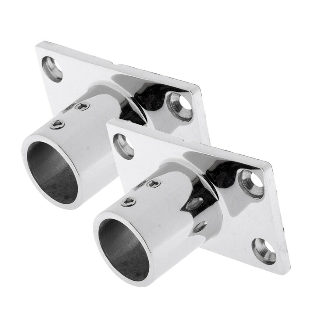 2x Boat Hand Rail Fitting 7/8"- 90 Degree Rectangular Base- Stainless Steel