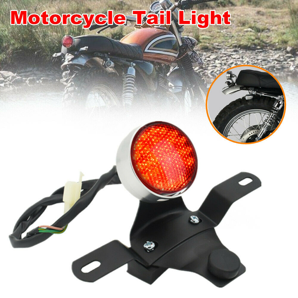 Retro Motorcycle Bike LED Rear Brake License Plate Turn Signal Stop Tail Light