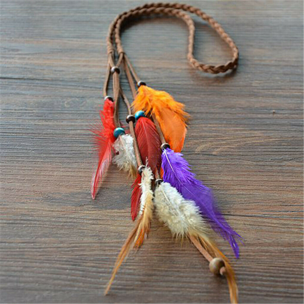 Behomian Feathers Gypsy Tassels Headband Hair Headpiece Festival Jewelry