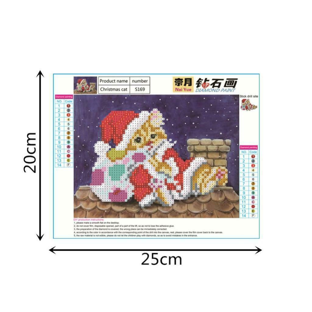 DIY 5D Cat Diamond Painting Embroidery Cross Stitch Kit Home Decor 25 x 20cm