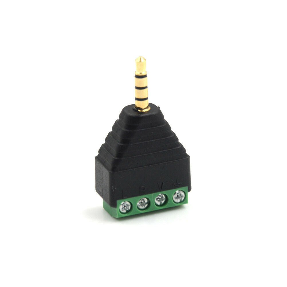 Video AV 3.5mm 4 Pin Male to AV Screw Terminal Stereo Jack Block Plug Connec WF
