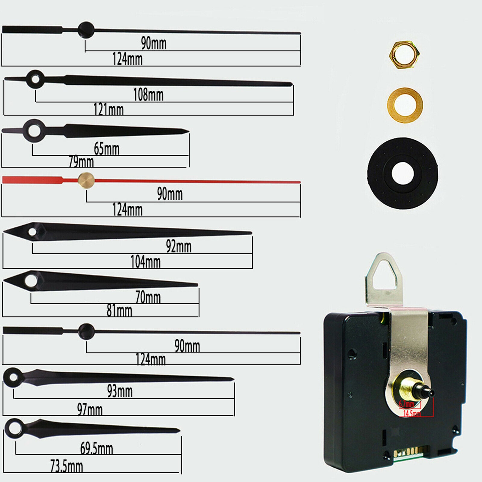 Radio Controlled Clock Movement Non Ticking with 7 Clock Hands Sets Repair