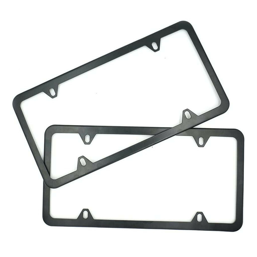 2 Pieces Metal License Plate Frames 4 Holes w/ Screws Caps For Front & Rear