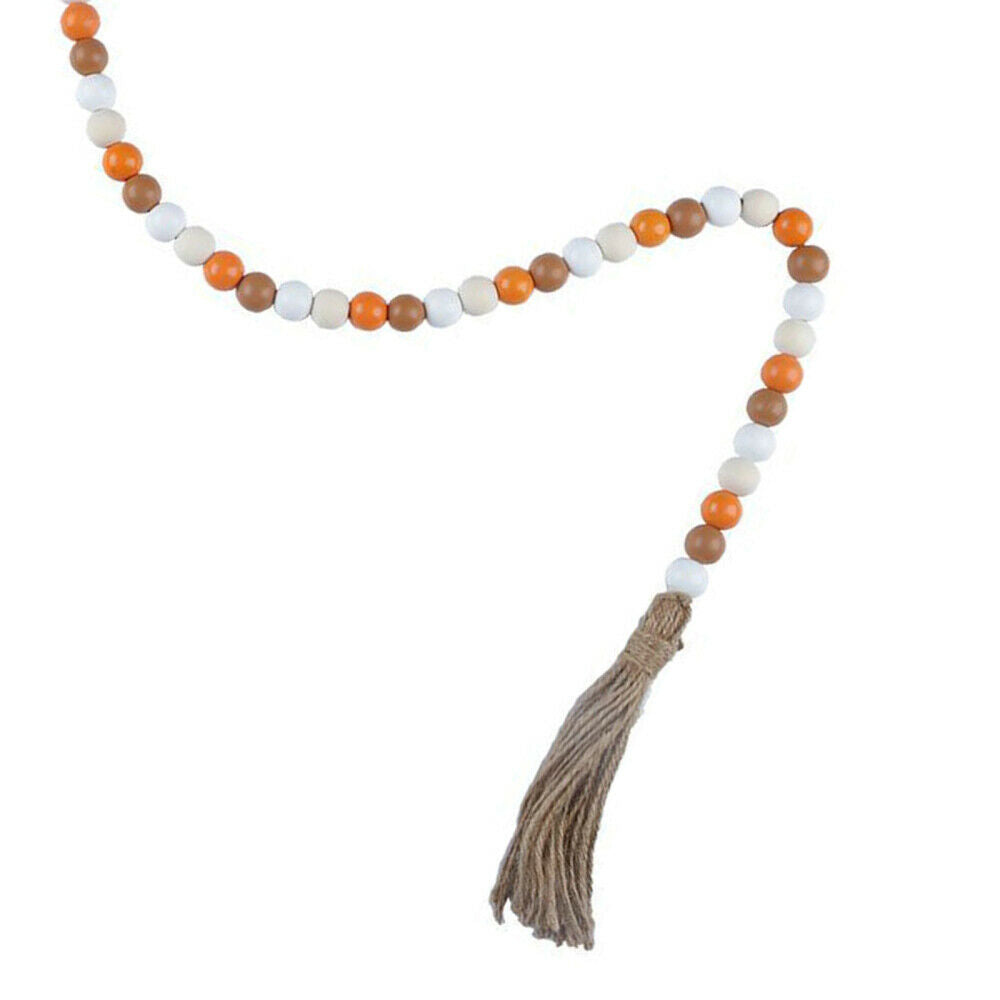 2pcs Wood Bead Garland with Tassels Farmhouse Beads Rustic Country Home Decor