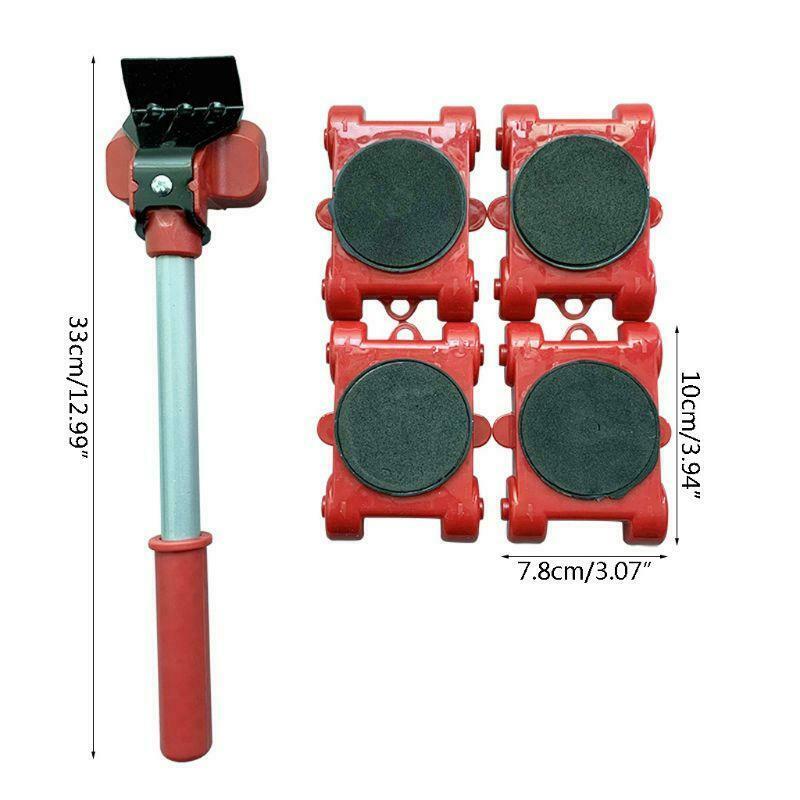 Furniture Mover Tool Transport Lifter Heavy Stuffs Moving 4 Wheeled Roller Bar