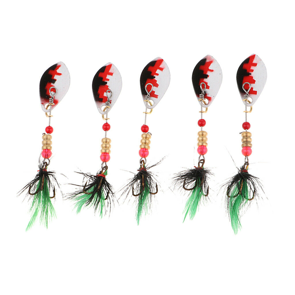5 Pieces Fishing Lures Spoon Metal Jig Baits Spinner Baits A