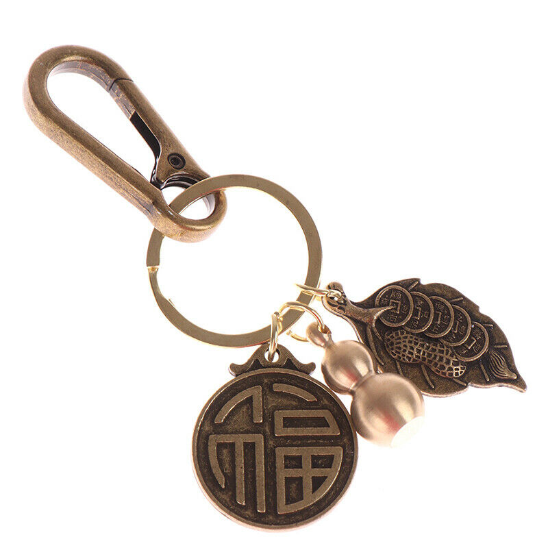 2022 Year Tiger Wealth Leaves Chinese Feng Shui Brass Keychain Pixiu Keyr WL SJ