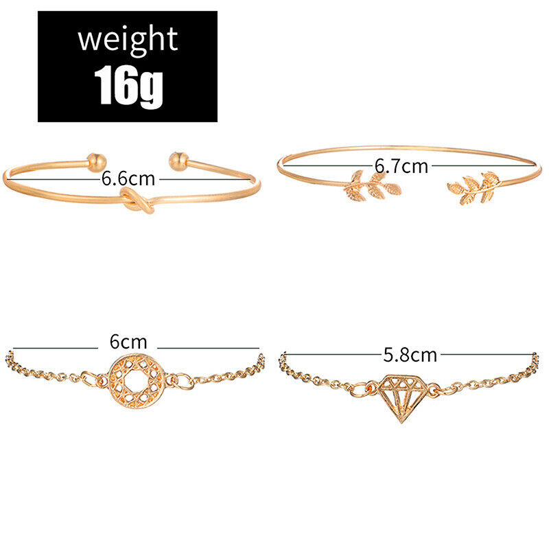 4Pcs/Set Fashion Bohemia Leaf Link Chain Charm Bracelet Women  Bracelets .l8