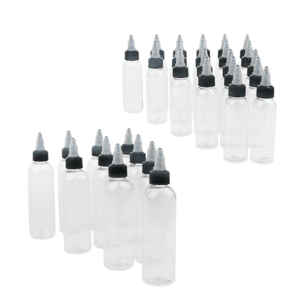 30x 120ml Empty Plastic Squeeze Bottle with Twist Top   Tip Applicator