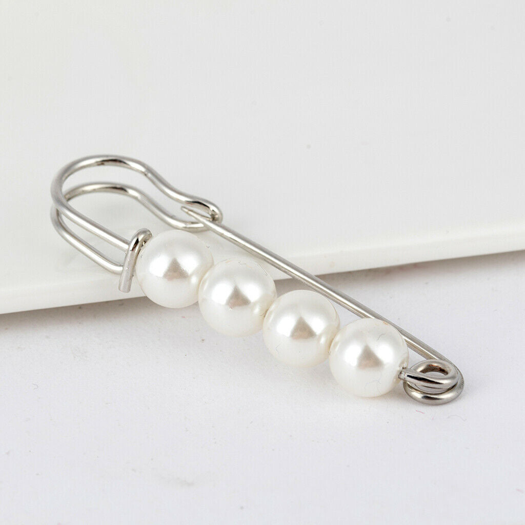 Fashion Pearls Brooch Mini Femle Scarf Safety Pin Badge Corsage Costume