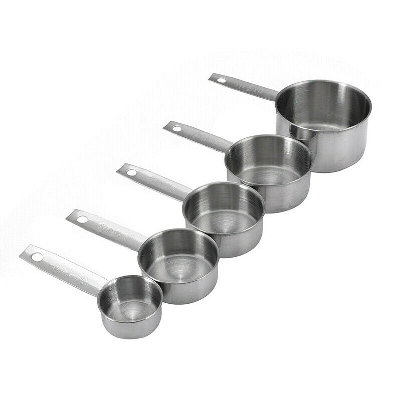 5PCS Stainless Steel Measuring Cups and Spoons Set Kitchen Baking Gadget TooBDD