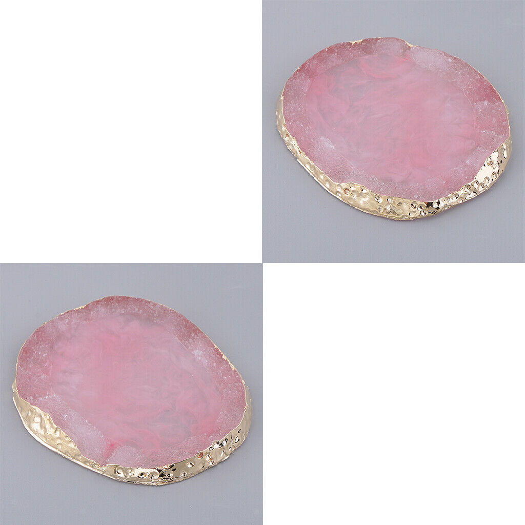 2x Imitation Agate Color Mixing Plate Jewelry Display Pad Coaster Mats Pink