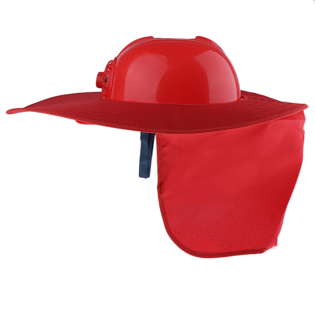 Safety Hard Hat Helmet with Full Brim Neck Sun Shield for summer  Red