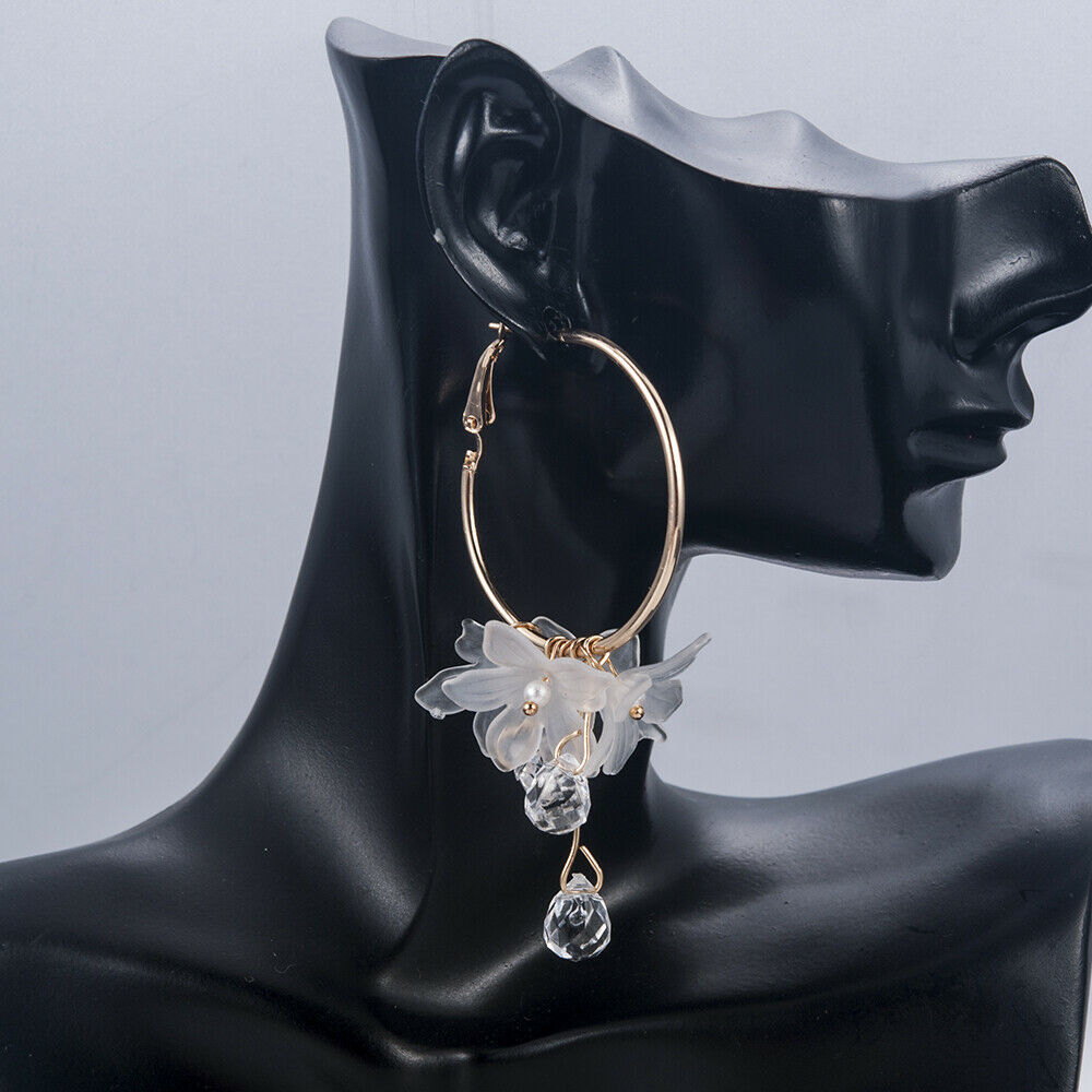 Drop Earrings Crystal Tassel Dangle Acrylic Flower Women Jewelry Accessories