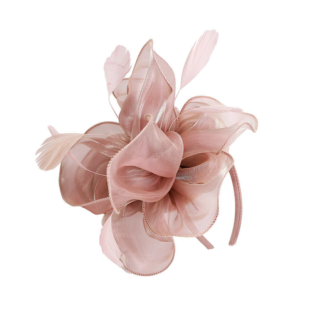 Wedding Fascinator Hat Women Feather Flower  Hair Band Church Party