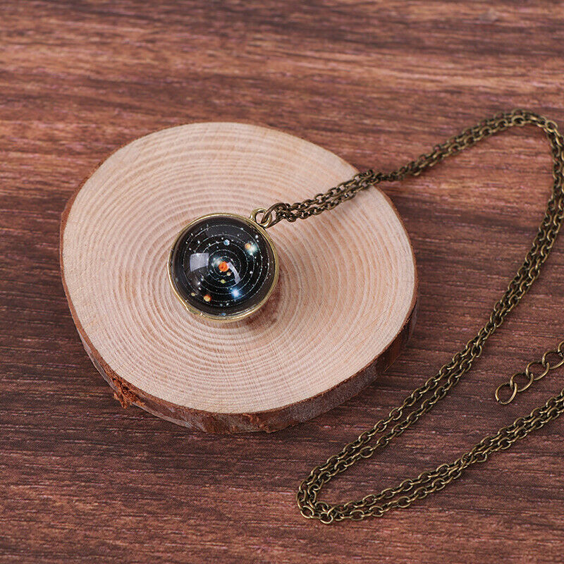 Double Sided Solar System Necklace Pendant Planet Glow In Dark Galaxy Gla.l8