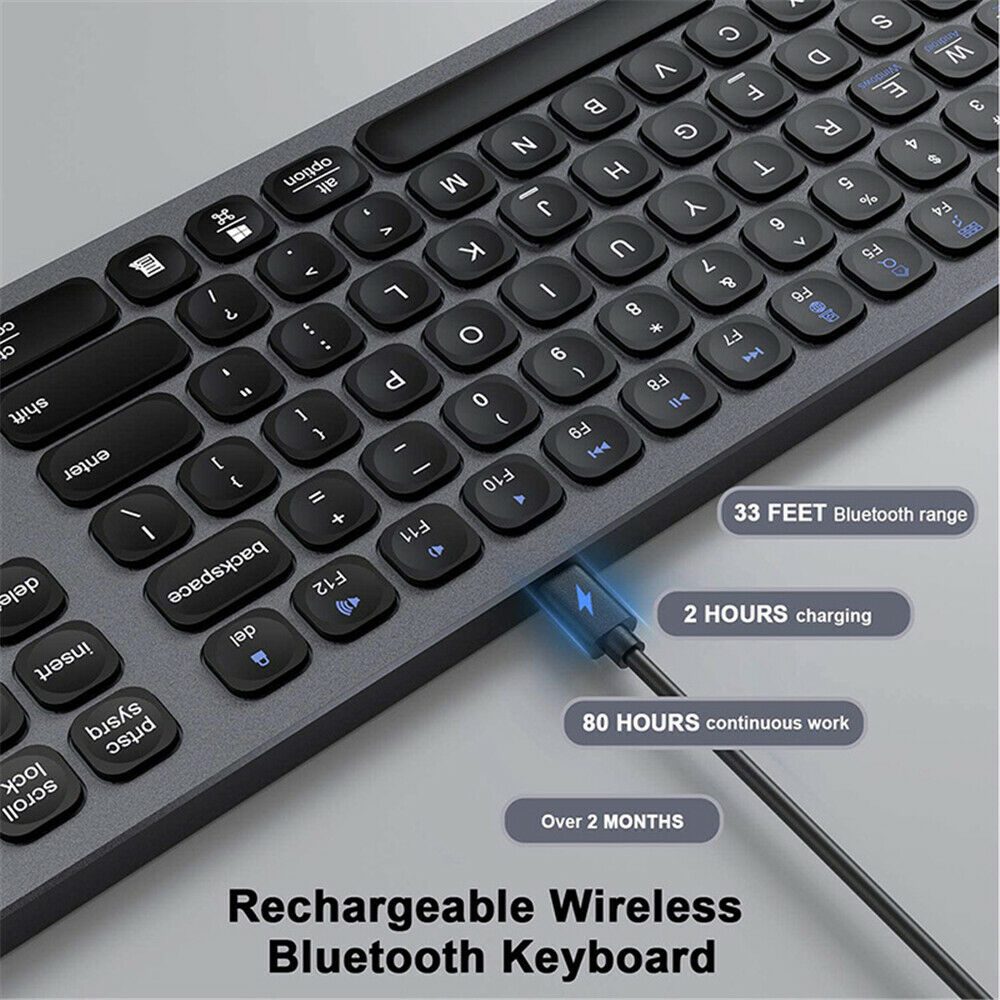 Rechargeable BT Keyboard Wireless Type-C Aluminum Keyboard For Android Windows