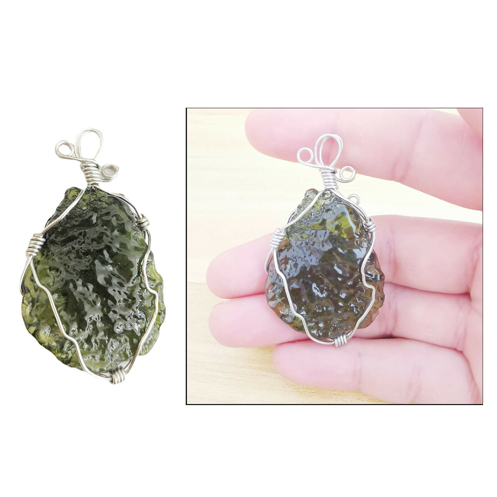 3X Moldavite Pendant Natural Energy Stone Minerals Elegant Gift for Women Girls