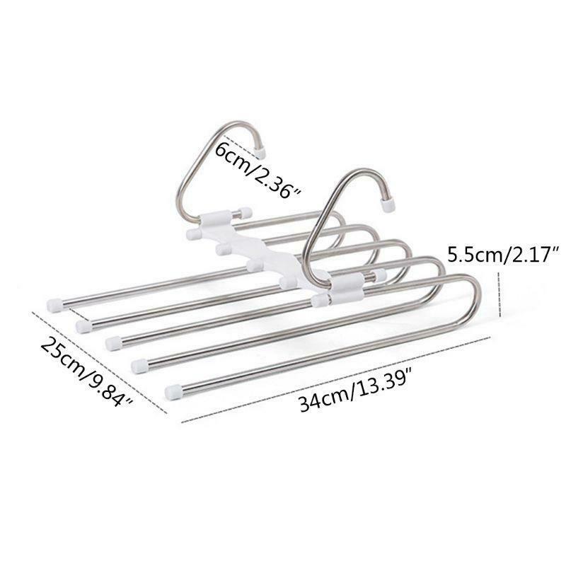 Multifunction Pants Hanger 5 Tier Stainless Trousers Rack Clothes Storage