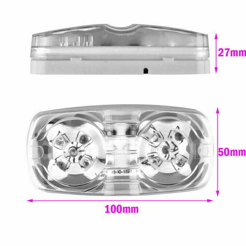 10x Trailer Marker LED Light Double Bullseye 10 Diodes Clearance Lamp White 12V