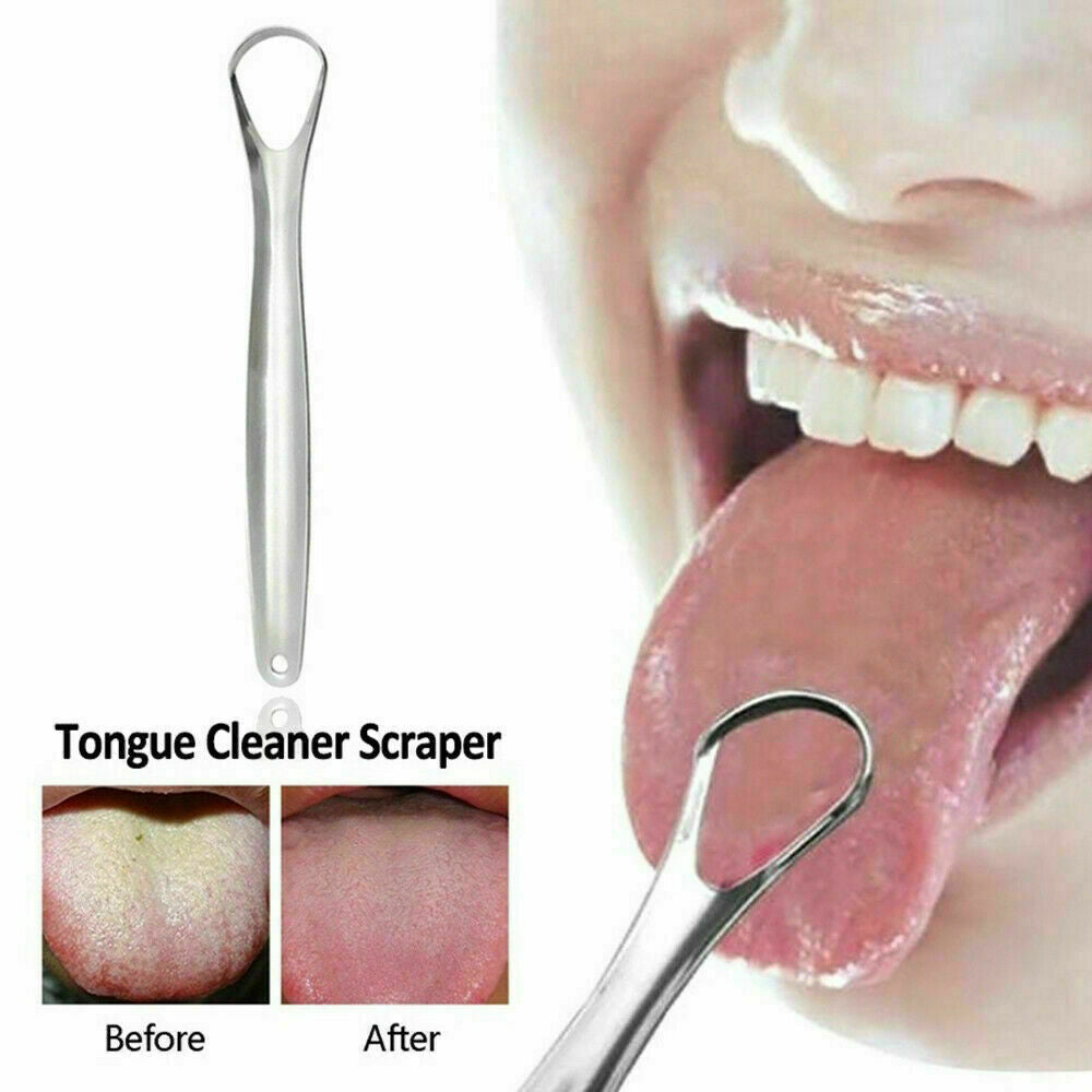 1x Stainless Steel Tongue Scraper Cleaner Bad Breath for Dental Oral Care Tool