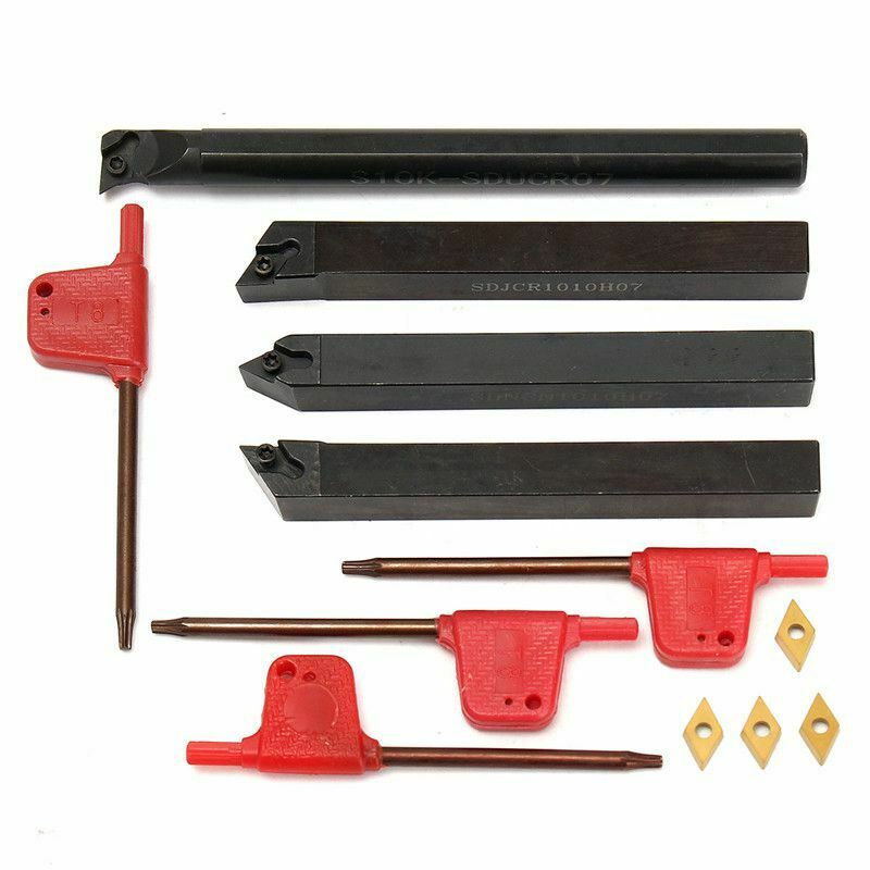 4 External Lathe Internal Turning Tool Holder S10K-SDUCR07+SDJCR1010H07+SDJCL1C8