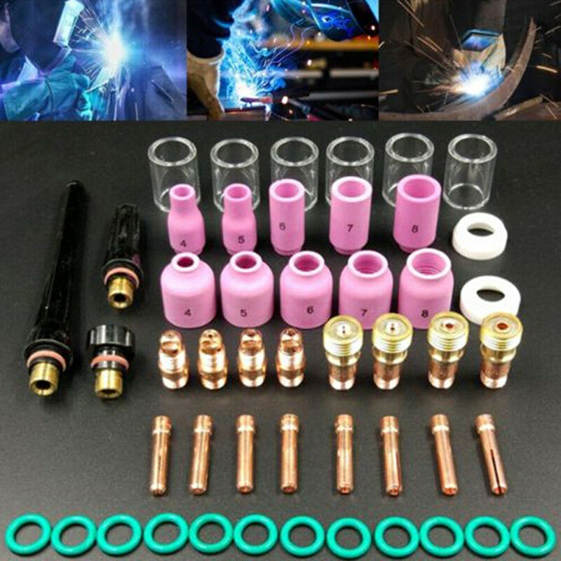 49Pcs tig welding torch stubby gas lens glass cup kit for wp-17/18/26 S63cd  SJ