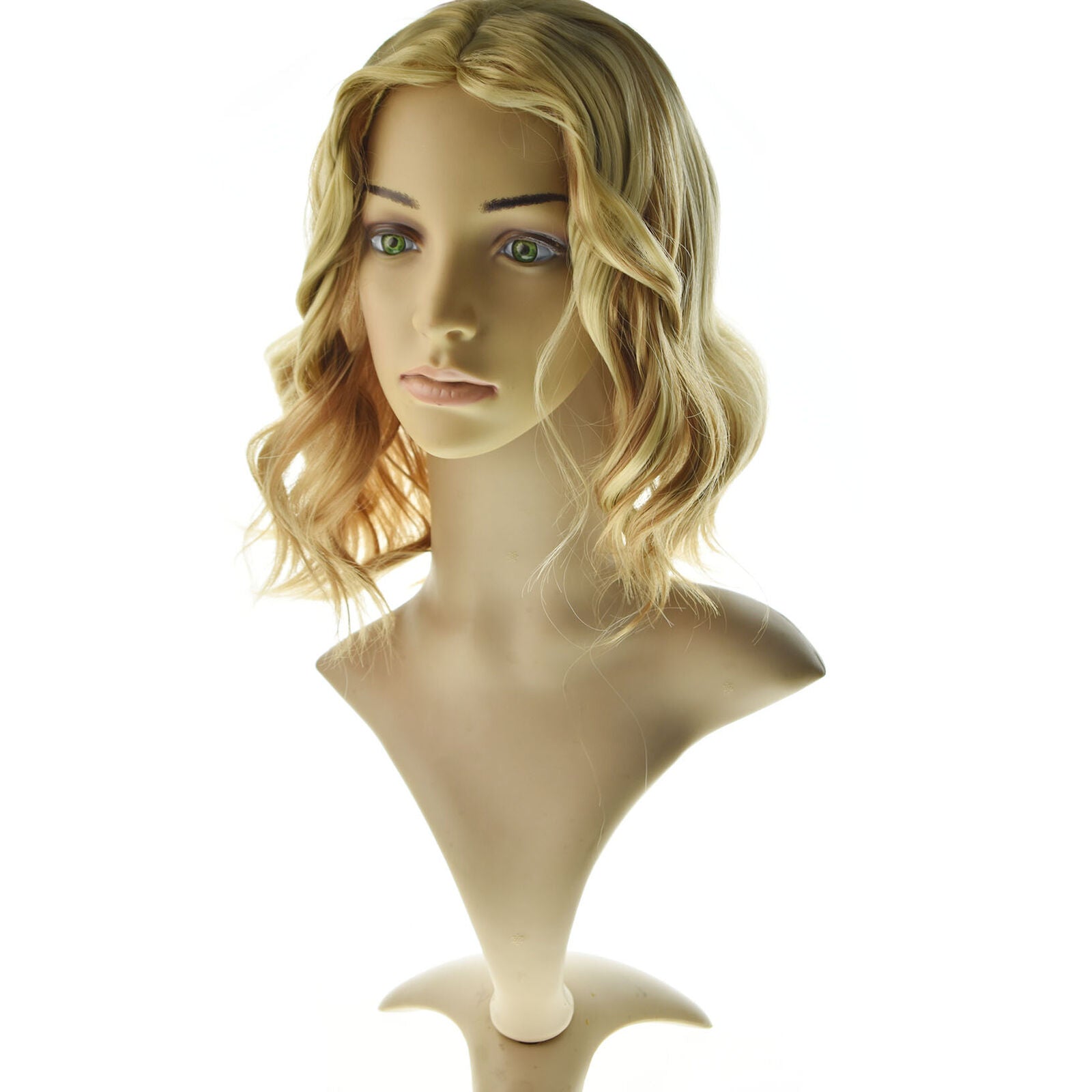 Women Tousled Modern Bob Short Loose Wave Blond Balayage Synthetic Hair