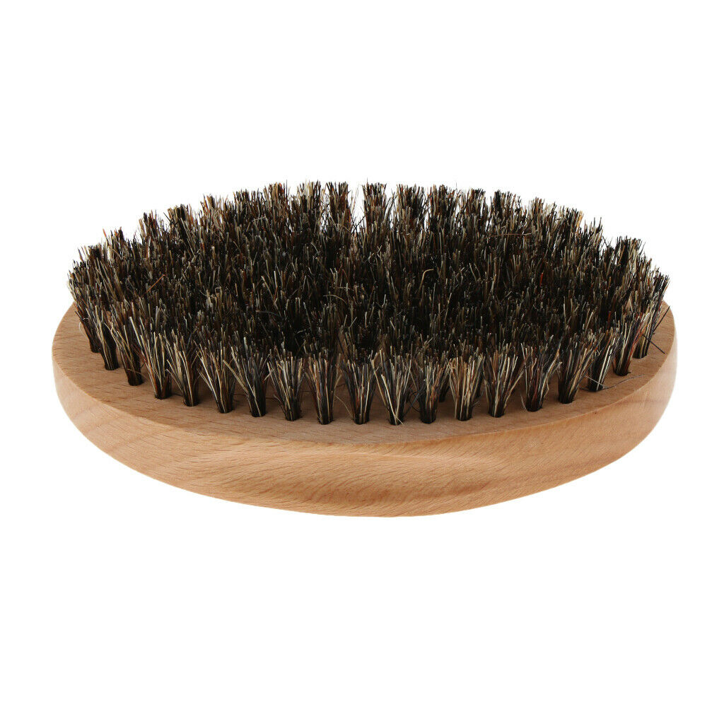 2 Pcs Men Hair Beard Mustache Brush  Hard Round Wood Handle Combs