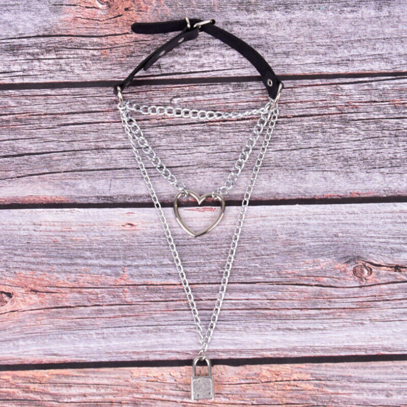 Gothic Lock Chain Multilayer Choker Necklace Sexy Collar Neck Ring Jewelr.l8