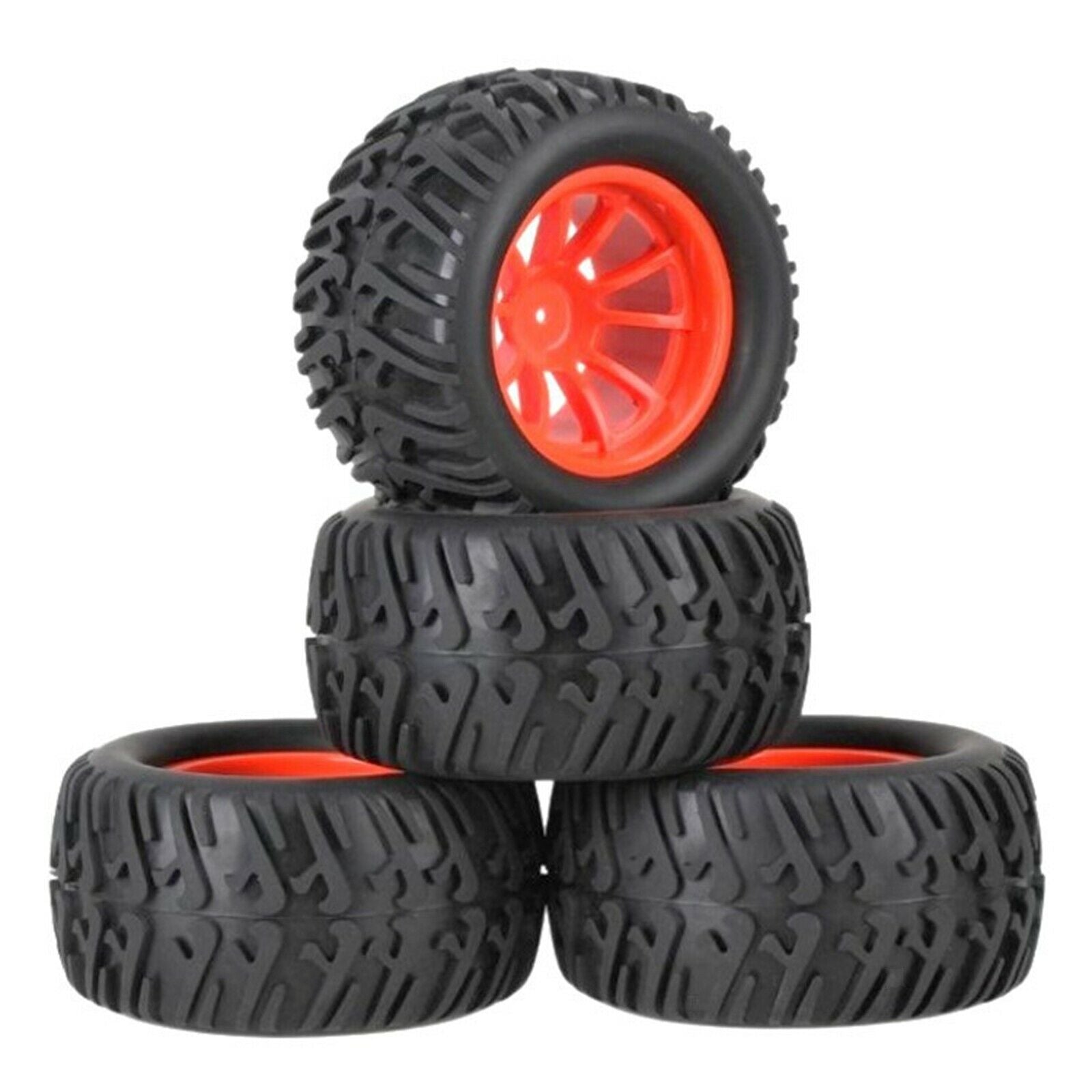 Rubber Wheel Rims & Tires with Inflator for SCX10 D90 1:10 Car Vehicles Red
