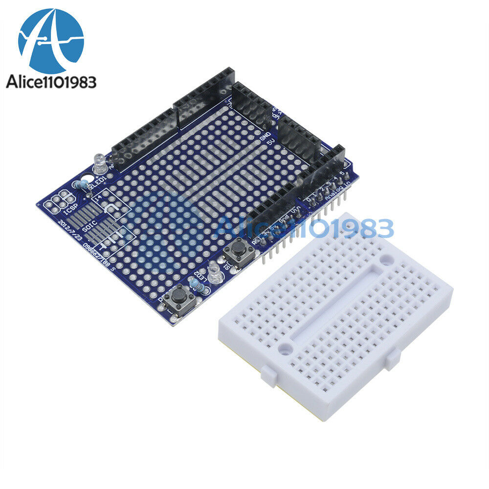 Atmega328P UNO R3 Arduino Prototype Shield ProtoShield + Mini Breadboard