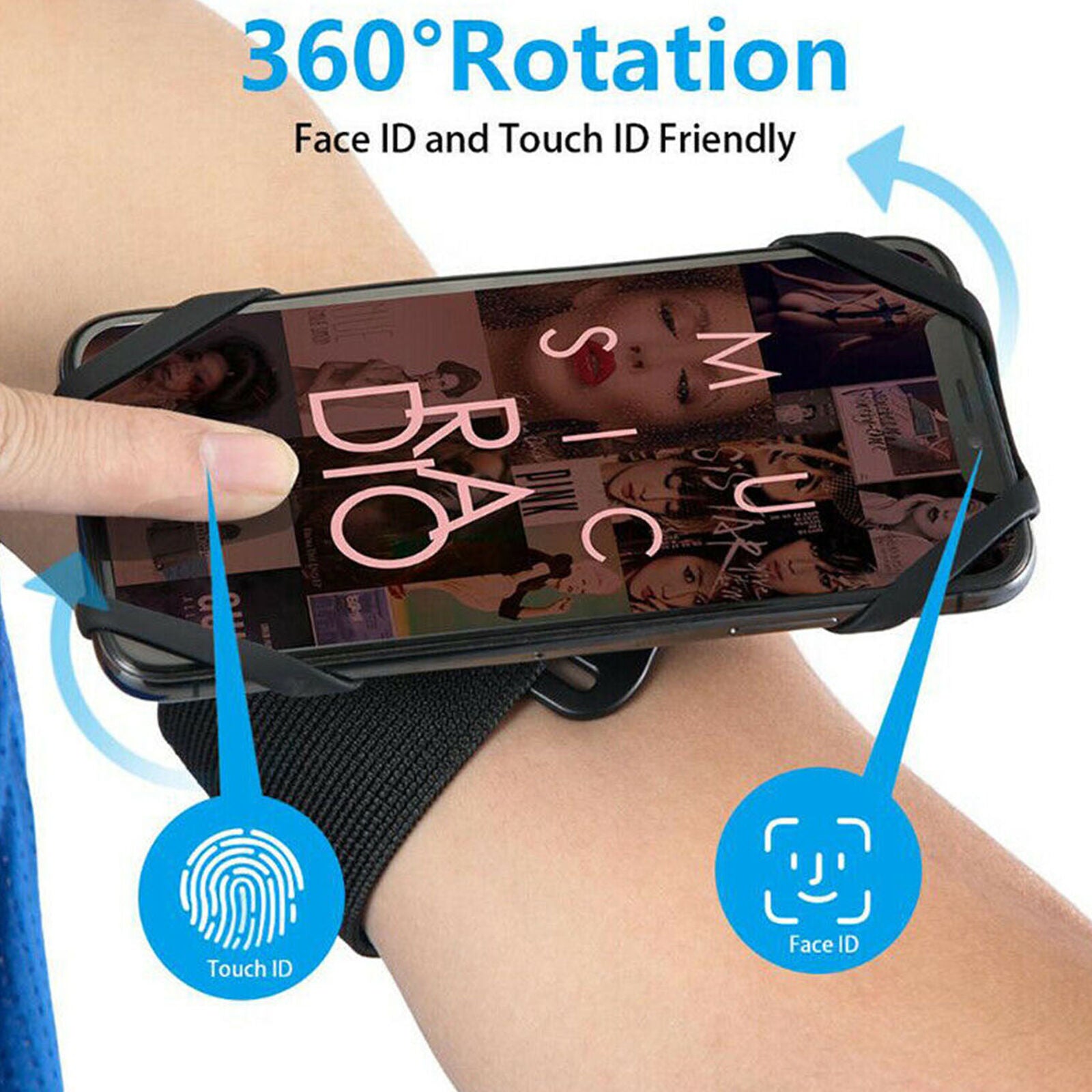 Sports Fitness Bike Jogging Wristband Phone Holder Sleeve Arm Pocket Detachable