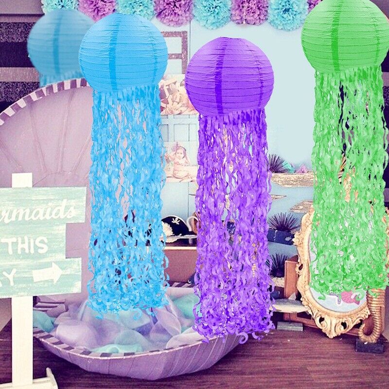 Jellyfish Paper Lanterns 3 Pack Mermaid Under the Sea Ocean Birtay Party DecN5U1