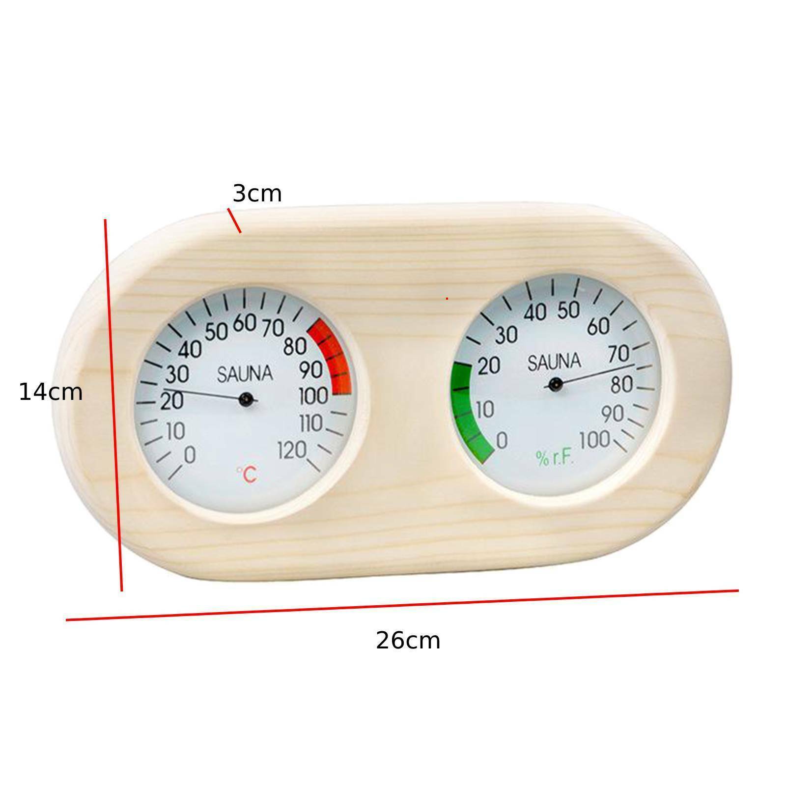 Pine Wood Sauna Hygrothermograph Thermometer Hygrometer Humidity Gauge