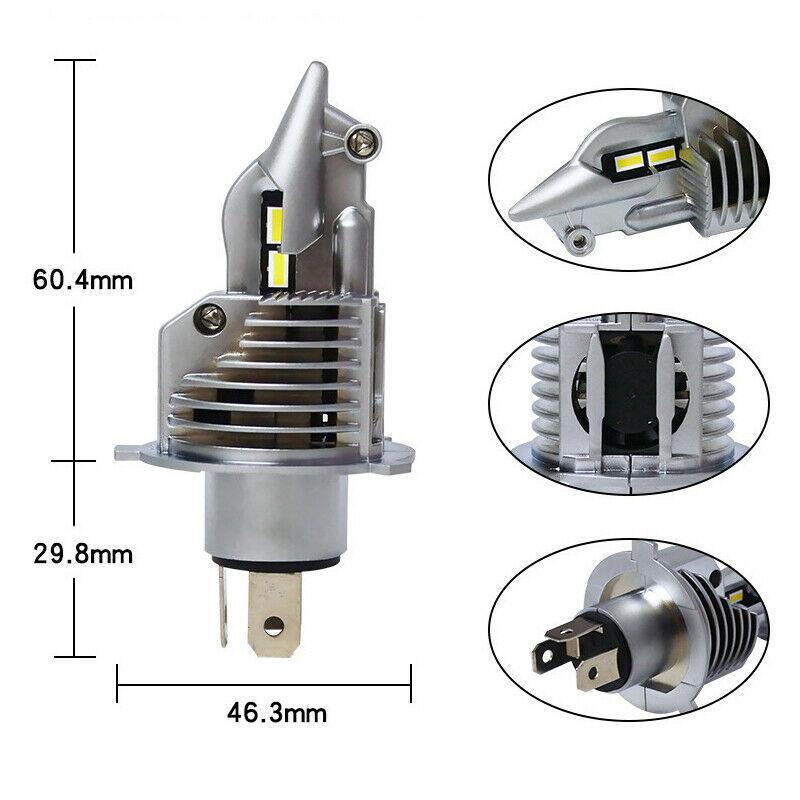 1x Motorcycle Car H4 9003 HB2 LED Headlight Bulb 6000LM Hi/Low Beam Built-in fan