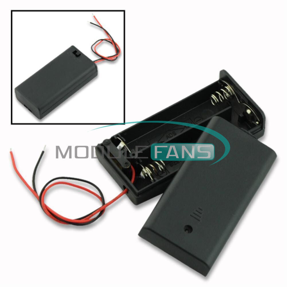 5PCS 2A Battery Holder Box Case with ON/OFF Switch and Cover for 2AA battery M