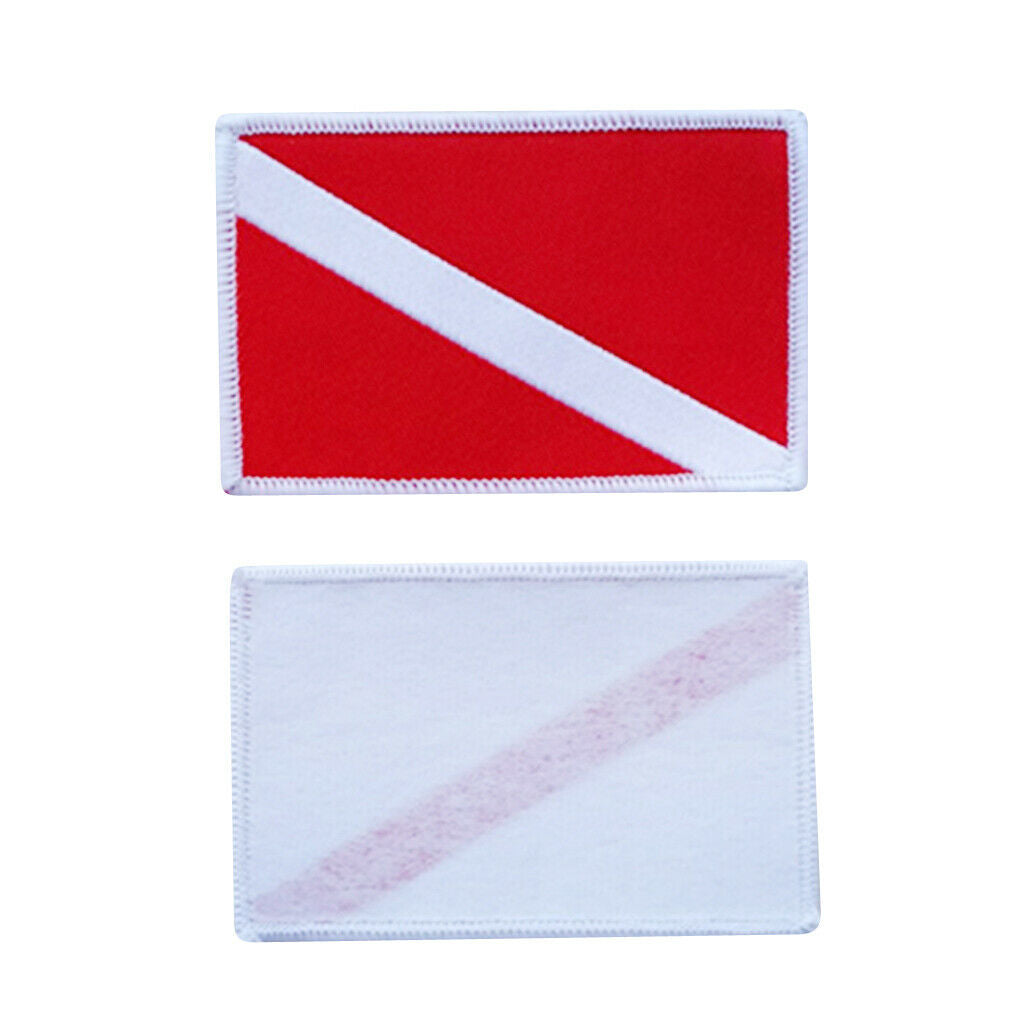 2Pcs Diver Down Flag Patch Backpack Bag Scuba Diving Dive Embroidered Sew On