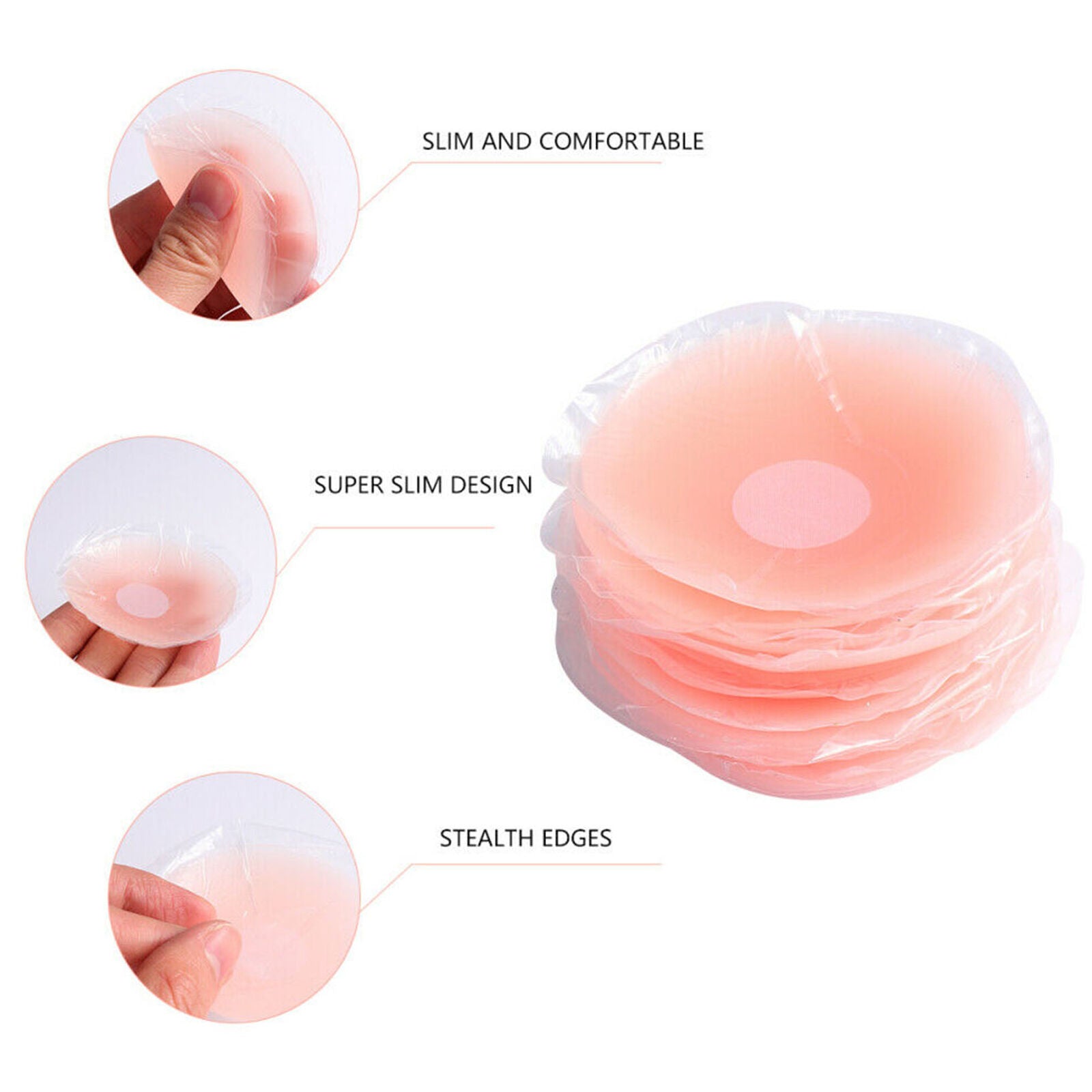 Women Silicone Nipple Covers Flesh-Color Reusable Adhesive Invisible Pasties Bra
