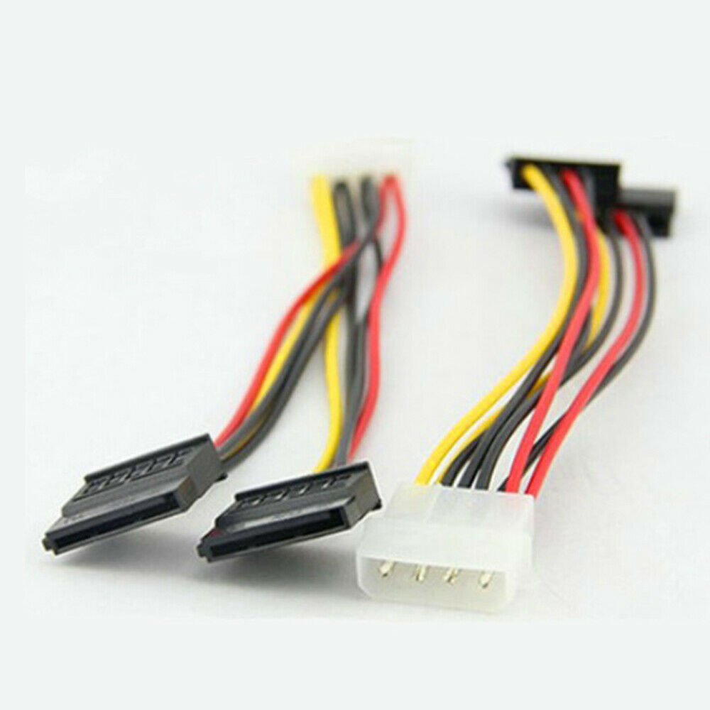 4Pin IDE Male to Dual SATA Y-Splitter Female HDD Power Adapter Cable