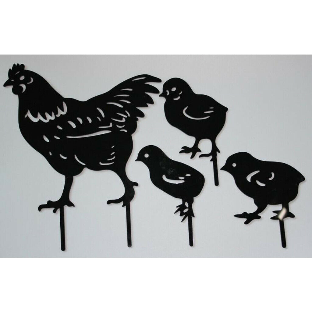 Garden Stakes Acrylic Chickens Family Silhouette Yard Garden Decoration