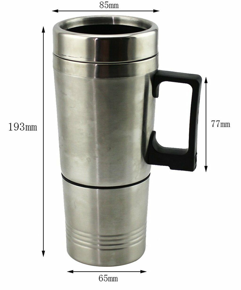 Stainless Steel 12V Car Auto Adapter Travel Mug Thermos Heating Cup Kettle 1pcs