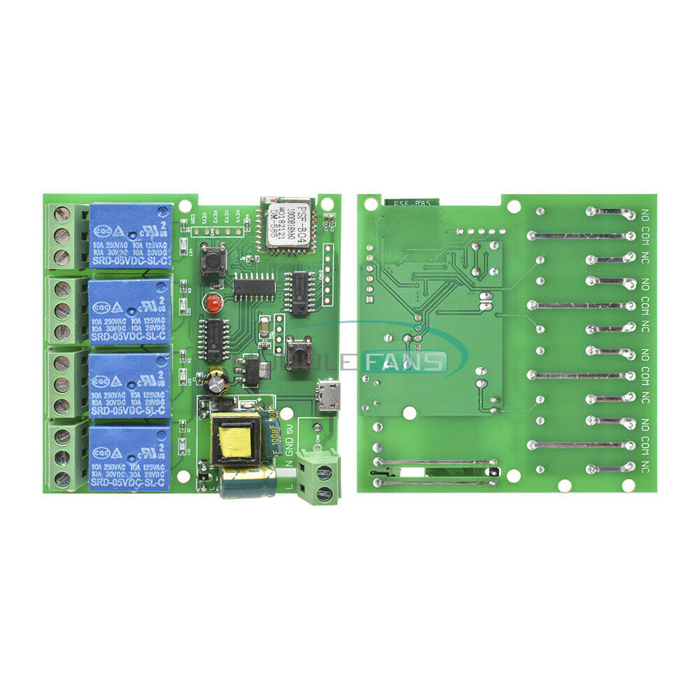 4-Channel WiFi Wireless Relay Delay Switch 4-way Control AC 220V for Smart Home