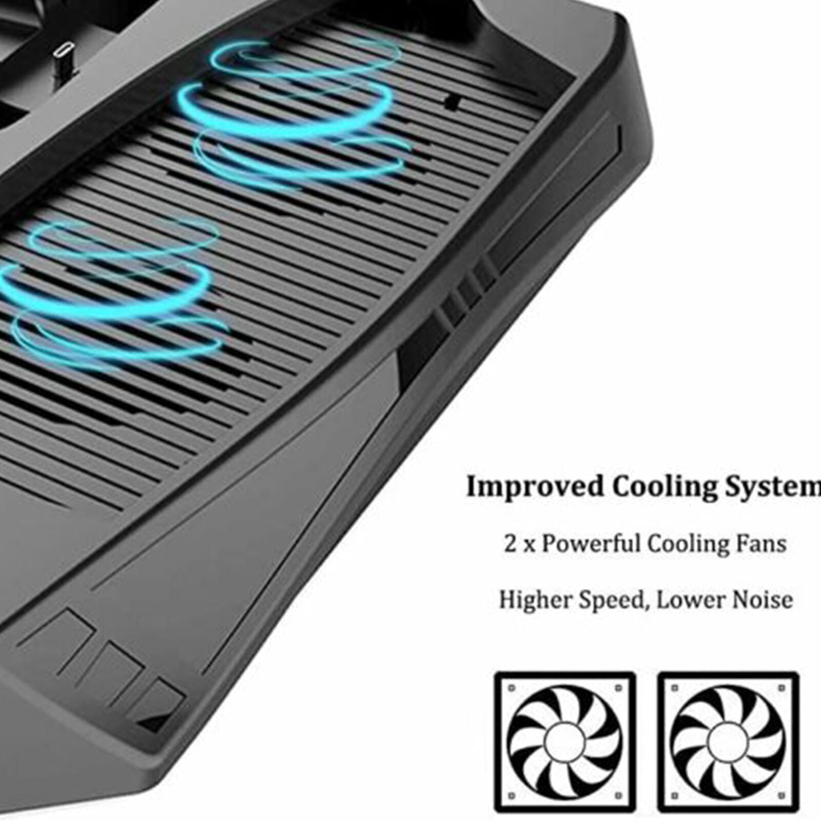 For PS5 DE/UHD Game Console Charging Stand Cooling Fan Disc Storage Rack Dock