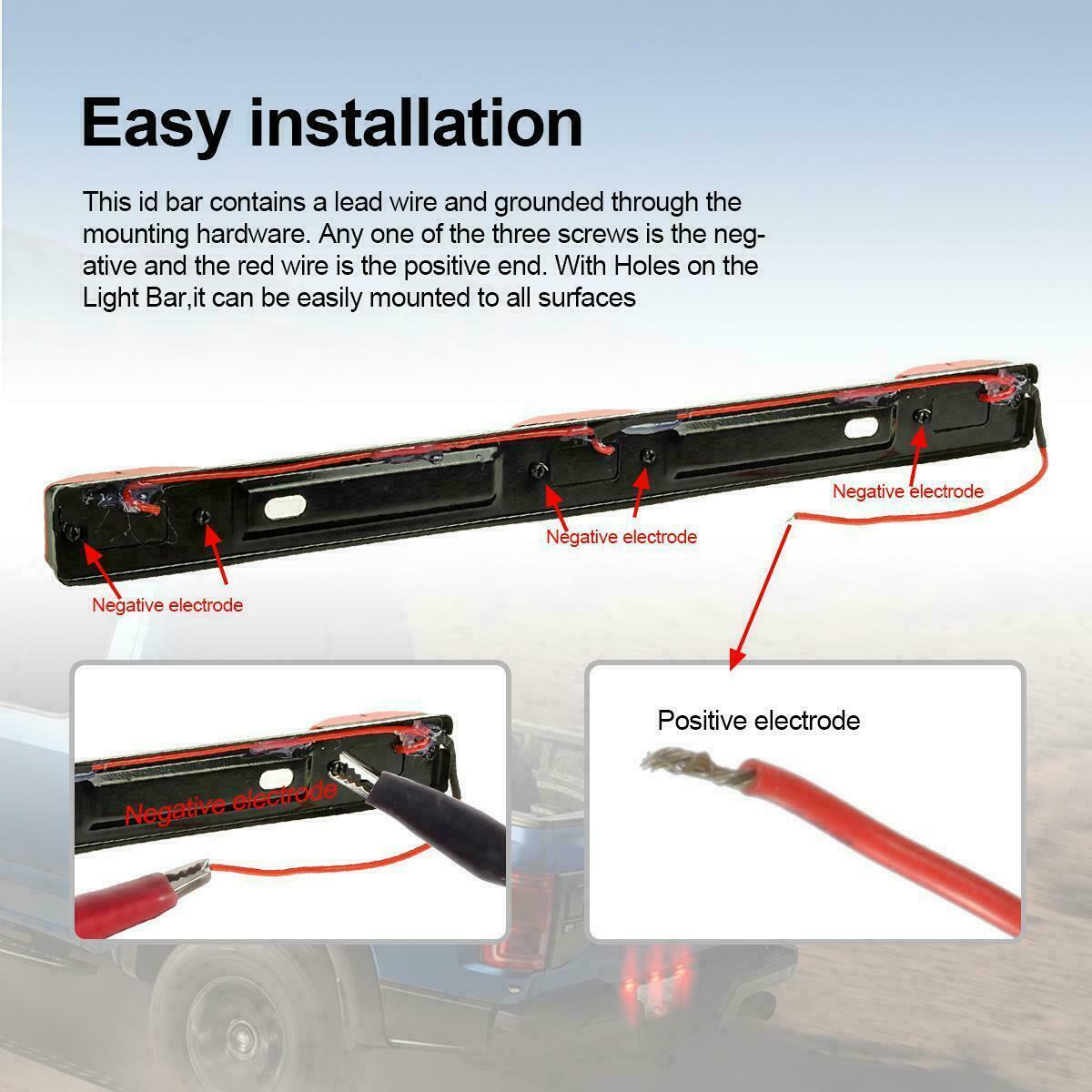 Stainless Red LED ID Bar Light Truck Boat Trailer Marker Clearance Lights