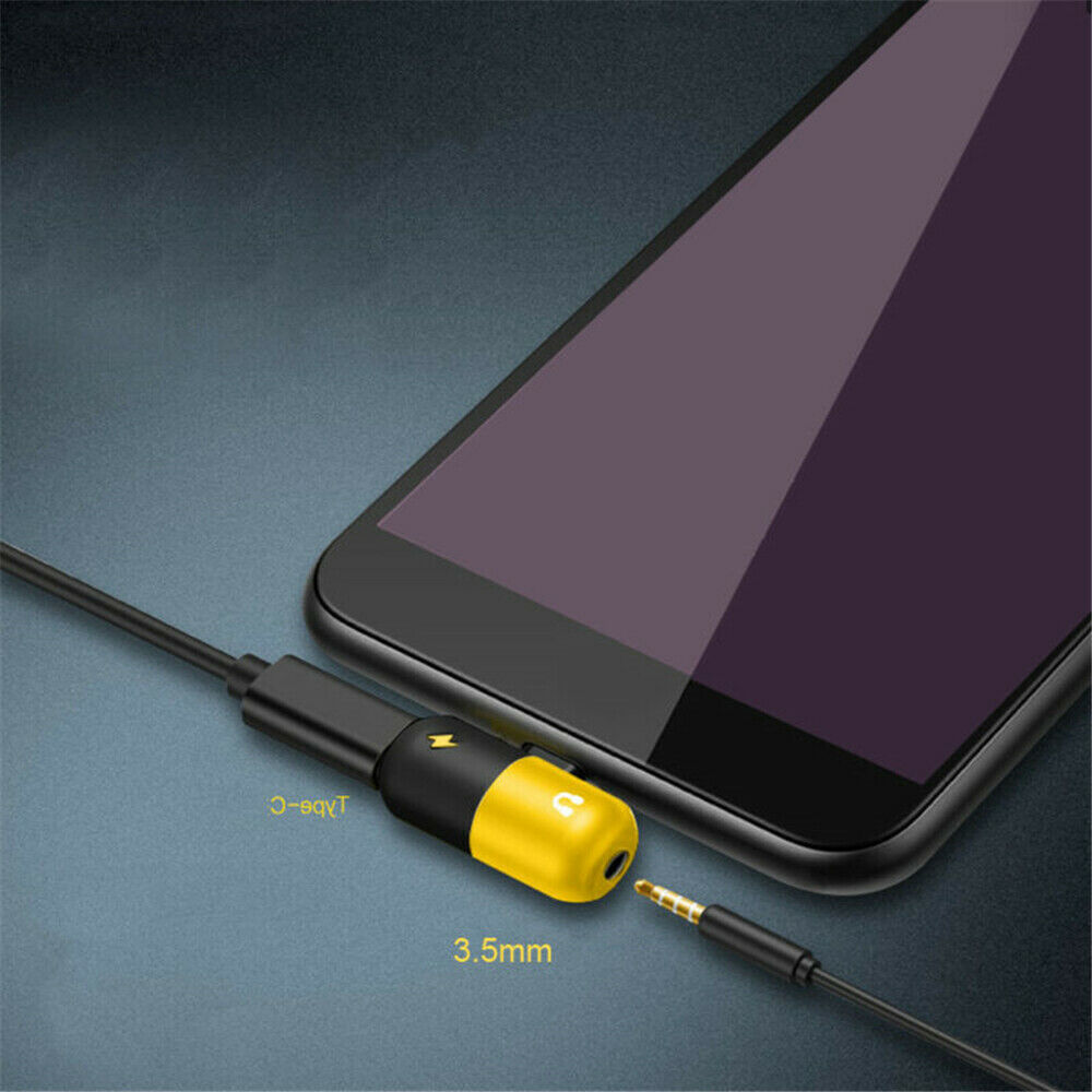 Type-C to 3.5mm and Charger 2-in-1 Headset AUX Audio Jack USB-C Cable Adapter