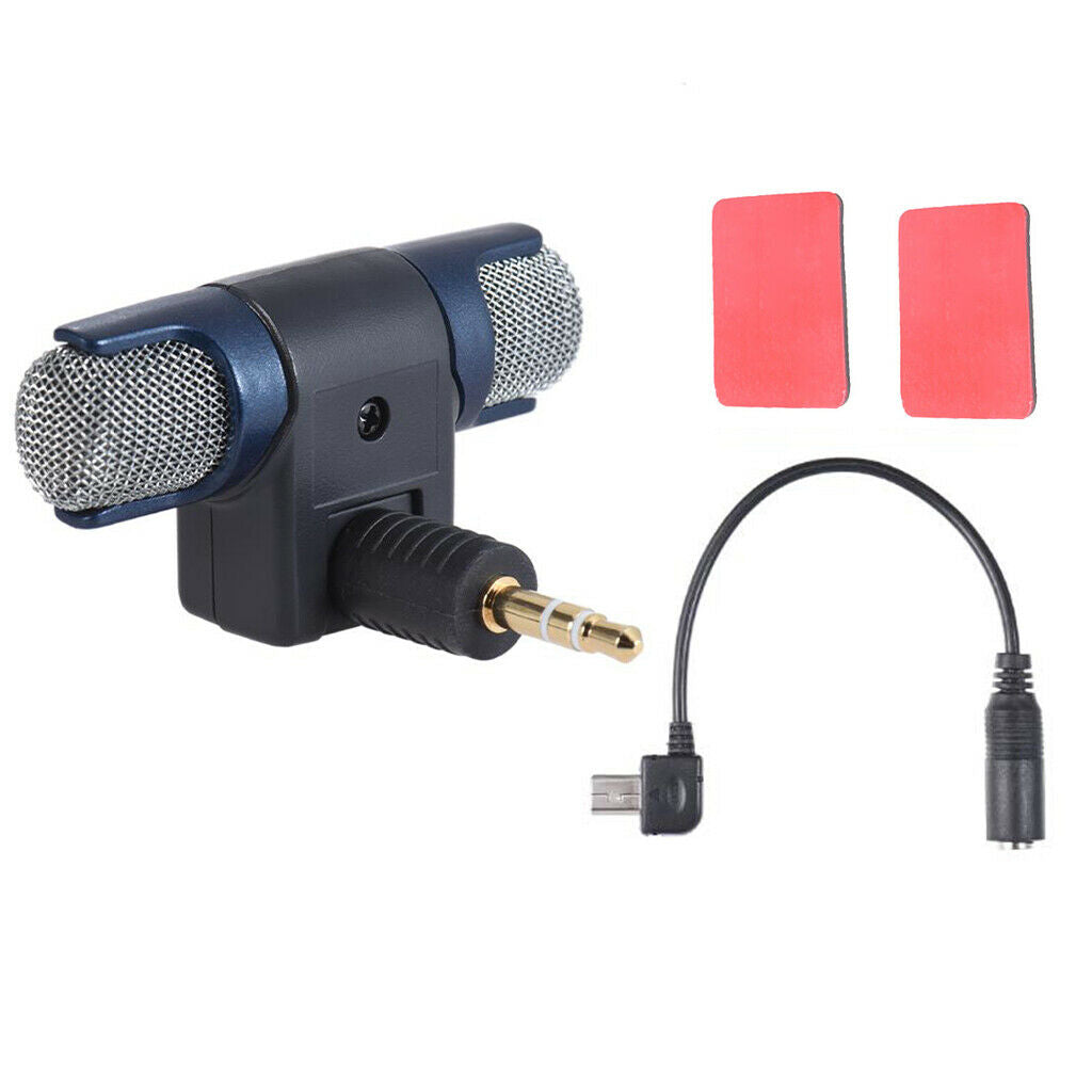 Portable External Stereo MIC Microphone With 17CM 3.5mm To  USB Mic Adapter