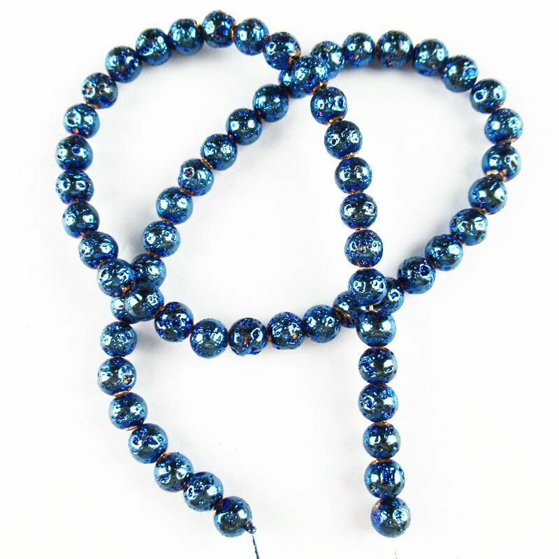 2Strand 6mm Blue Titanium Crystal Agate Druzy Quartz Geode Loose Bead 15.5 "